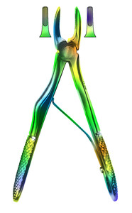 Children's extracting forceps according to Klein, English form upper jaw, incisors - colored