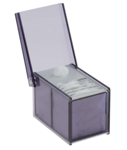 Larger dental pellets and cotton wool, with circular opening, smoked