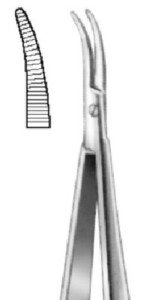 Castroviejo, 140 mm, ukrivljen, žlebast