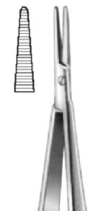 Castroviejo, 140 mm, raven, nazobčan